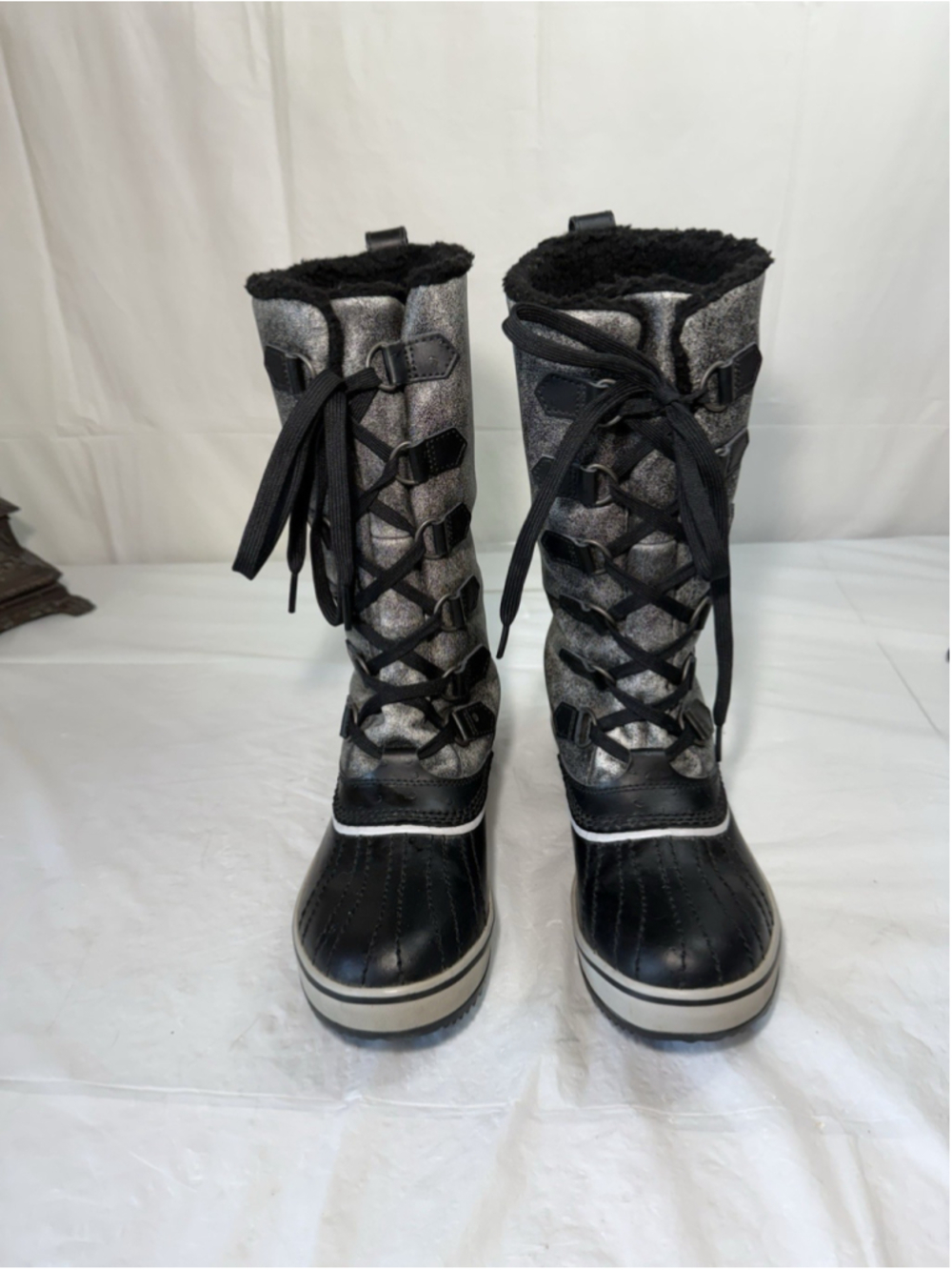 Sorel Tivoli Boot Size 7 Waterproof Snow Winter Gray Leather Lace Up
